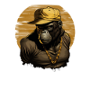 Rapper Gorilla in catena d'oro e berretto
