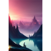 Landscape with lake and mountains