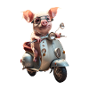 Ferkel mit Motorroller