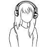 Fille dessin animé manga écouteurs
