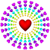 Heart Radial Rainbow Hearts Circle