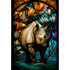 Nashorn in Kirchenfensteroptik