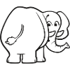 Elefant von hinten - überrascht, erschrocken, oops