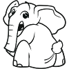 Elephant turns around - surprised, frightened