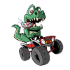 Dinosaur drives monster truck