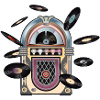 Jukebox im Retro Look mit Schallplatten