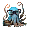 Funny octopus with glasses