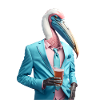 Pelican in a suit