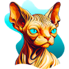 Gatto Sphynx in stile comico cool