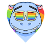 Regenbogen - Nilpferd mit Brille