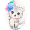 Kätzchen Katze mit Luftballon Gemälde