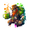 Steampunk Leprechaun with hat and barrel