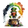 Gobelin lutin sous un arc-en-ciel