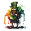 Leprechaun avec pot et aquarelles