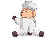 Cute sheep blows dandelion sheep