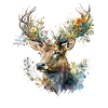 Hirsch mit Blumen