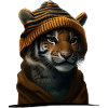 Sød tiger med strikket hat | Wildlife Skjorte