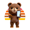 Bear with smartphone