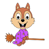 EICHHÖRNCHEN - HEXE - HEXENBESEN - TIER