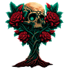 Tree with skull and roses