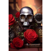 Metal skull with roses