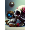 Abstract skull with rose