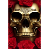 Golden skull with roses