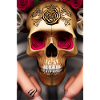 Golden skull with roses