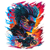 Ghostrider Illustration Moto Synthwave Art