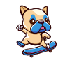 Cute Pug Dog with Skateboard