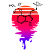 Psilocybin Molecule with Retro Sunset