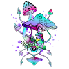 Trippy Neon Psychedelic Mushrooms