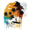 Aquarelle Surfeur