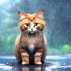 Kitten in the rain