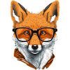 Funny Cunning Fox with Glasses
