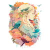 Fille sereine Aquarelle