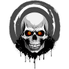 Skull with orange eyes
