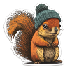 Squirrel with beanie