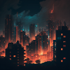 Futuristic city at night
