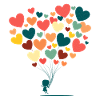 Mädchen mit herzförmigen Luftballons