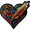 artistic heart, pattern of feathers