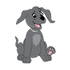 Hund sitzt - grau