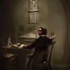 writer in a dark room