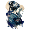 Geisha Watercolor Sea Waves Asian Art Woman
