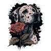 Dalmatien avec rose rouge