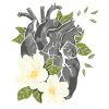 Anatomical Heart And Flowers