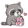 Cute Raccoon Loves Strawberry Milk