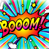 regenbogenstrahl comic style mit kaboom