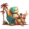 Resting old robot without background
