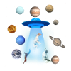 Space,Dog,Dog,UFO,Planet,Spaceship